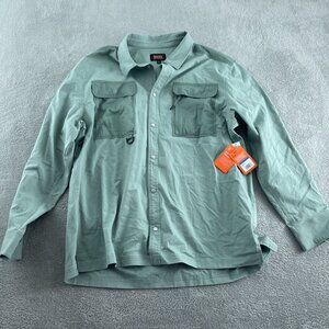 Bass Outdoor XL Stretch Worker Shacket Lily Pad Green Cotton Button-Up NWT 5592